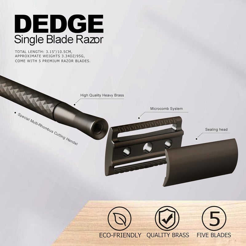 DEDGE Double Edge Eco Safety Razo Single Blade Razor for Women, Reusable Razor, with 5 Premium Razor Blades(Space Gray) - Image 3